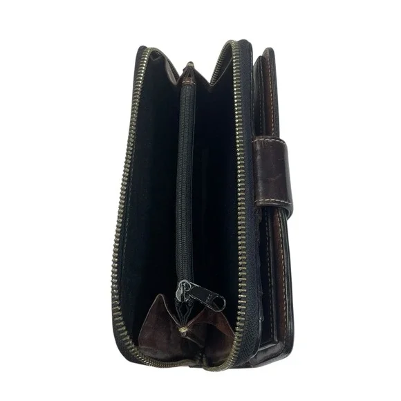 Dooney & Bourke Black Pebbled Leather Zip Around Wallet Classic Check Book Y2K - Picture 8 of 13